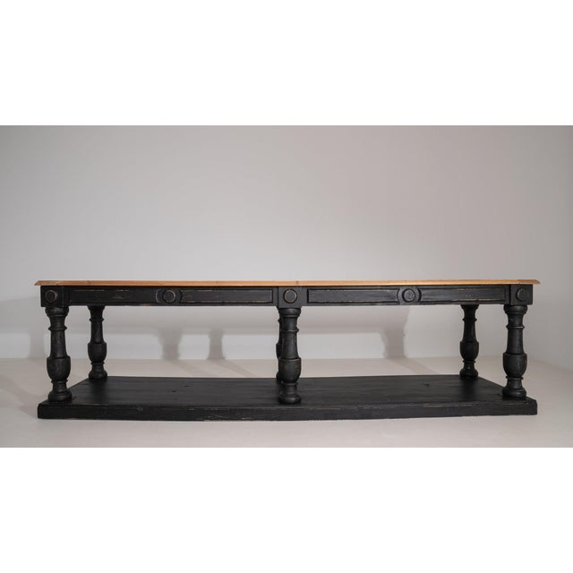Wood Mid 20th Century France Black Wood Console Table For Sale - Image 7 of 11