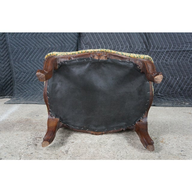 Antique Louis XV French Provincial Walnut Foot Stool Ottoman & Pillow Leopard For Sale - Image 16 of 17