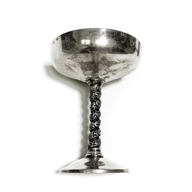 Sip in style with this vintage mid century set of 9 silver plated tall, elegant goblet. These regal goblets / chalices /...