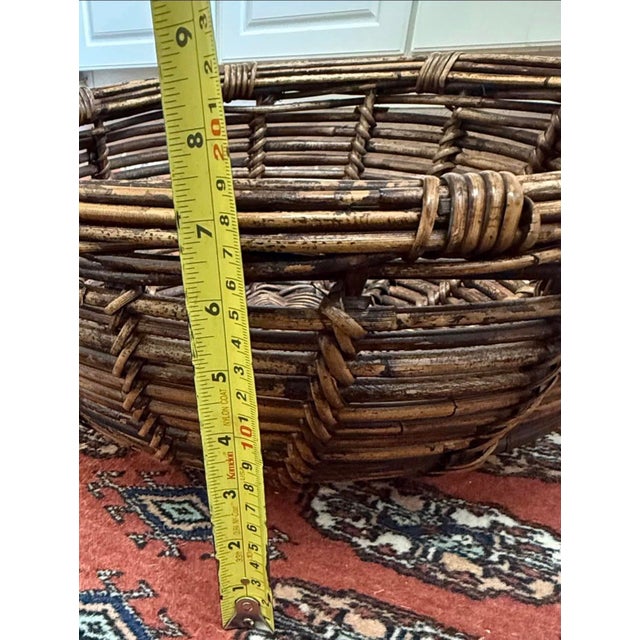 Late 20th Century Large Rustic Round Wicker Basket For Sale - Image 5 of 5