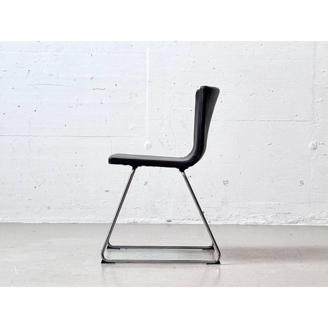 Bernhard Leather Chairs in Black and Chrome by Ola Wihlborg for Ikea, 2010s For Sale - Image 14 of 16