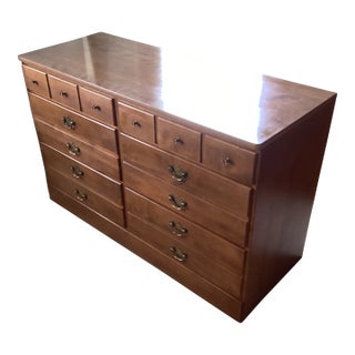 Vintage 1970’s Ethan Allen Solid Maple Wood 6 Drawer Dresser/Credenza With Durable Laminate Top For Sale