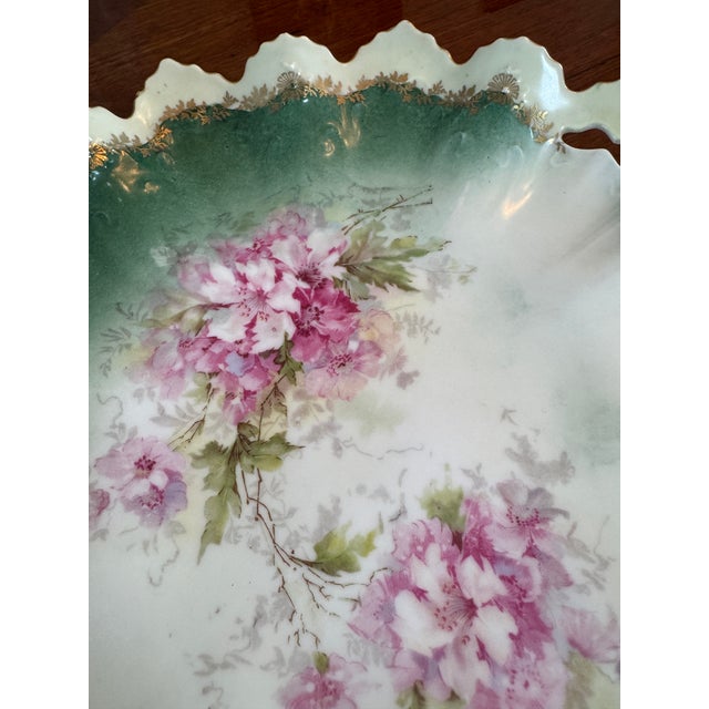 Antique Porcelain Cake Plate Floral Molded For Sale - Image 10 of 12