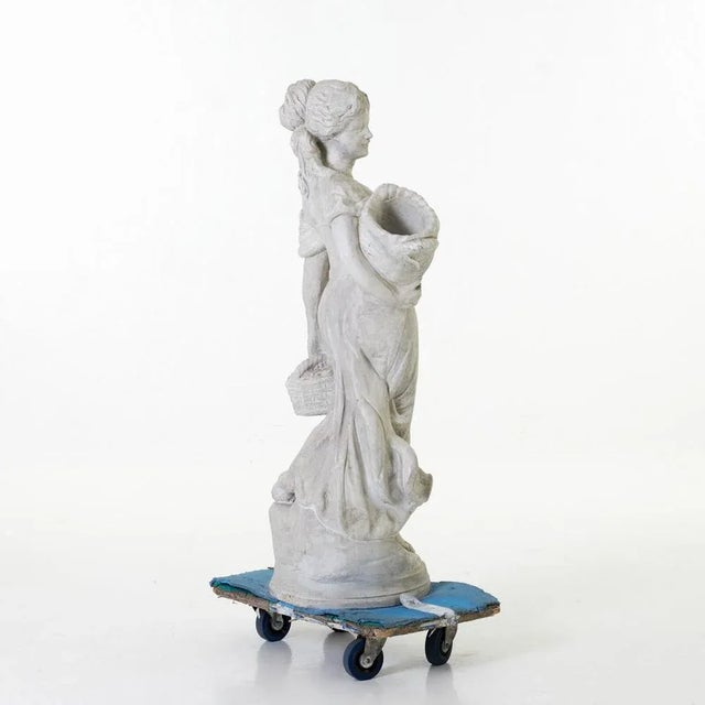 1920s Garden Sculpture of Woman with Baskets, 1920s For Sale - Image 5 of 8