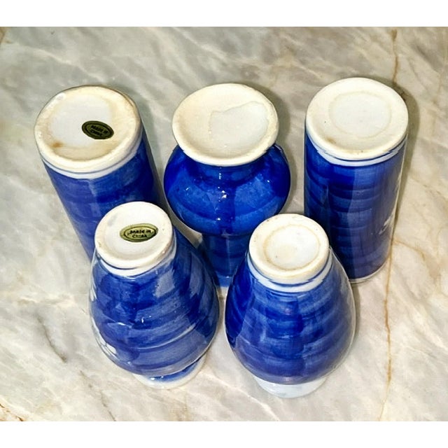 Ceramic Vintage Blue and White Cherry Blossom Porcelain Petite Mini Vases For Sale - Image 7 of 7