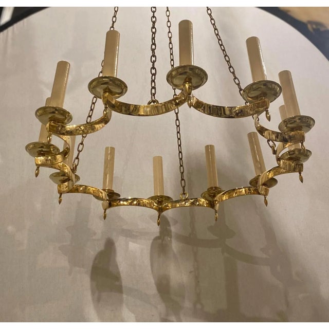 French 1940’s French Gilt Bronze Chandelier For Sale - Image 3 of 4
