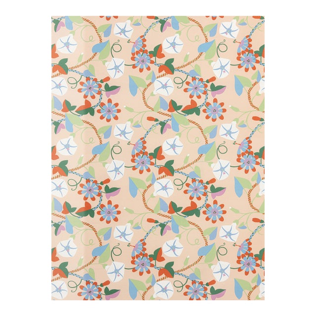 The House of Scalamandré Morning Glory Fabric, Peach For Sale