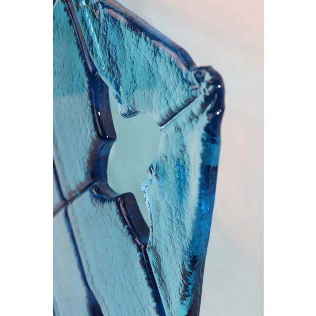 1980s "Damasco" Itre Murano Hand Cast Glass Tile Aquamarine For Sale - Image 10 of 13