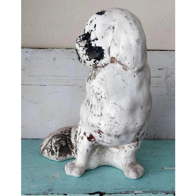 Mid 20th Century Pekingese Garden Statue Chalkware Dog Pup Life Size For Sale - Image 5 of 11