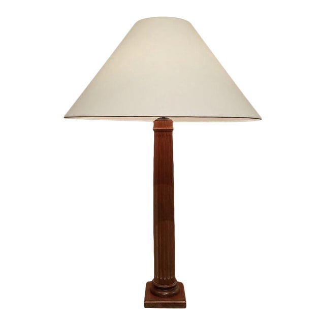 John Saladino Fluted Mahogany Column Lamp Chairish