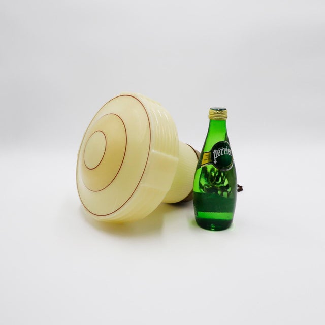 Circa 1930. We offer this Art Deco, pendant light features a ridged milk glass. Excellent vintage conditions.