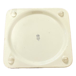 Vintage Earthenware Trivet with Cornflowers and Acanthus Leaves from Gien, France, 1960s For Sale