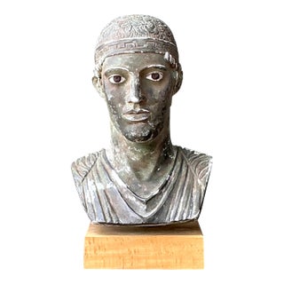 Vintage Classical Greek Style Plaster Bust For Sale