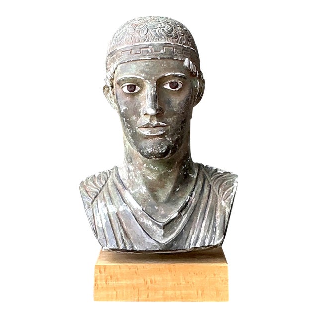 Vintage Classical Greek Style Plaster Bust For Sale
