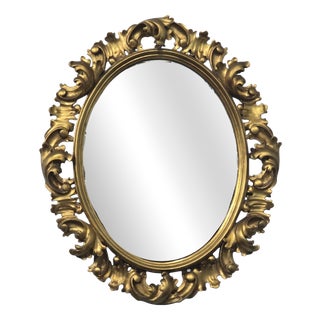 Large Deep Carved Oval Gilt Mirror, 1910 For Sale