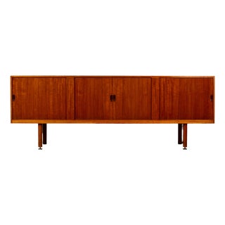 Mid-Century Danish Sideboard with Rolling Doors Teak by Ejnar Larsen & Aksel Bender for Næstved Furniture Factory, 1960s For Sale