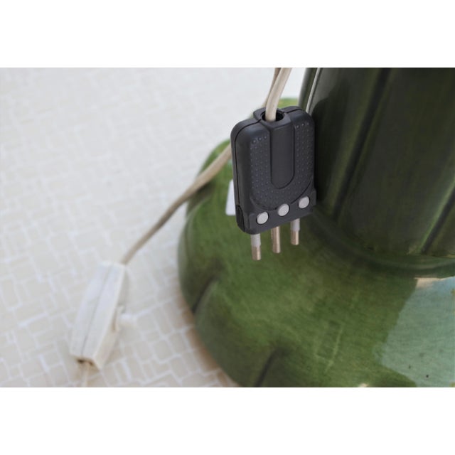 Green Ceramic Table Lamp, 1950s For Sale - Image 6 of 7