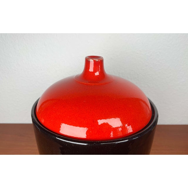 Black Mid-Century Modern West German Pottery Punch Bowl and Cups from Jasba, 1960s, Set of 7 For Sale - Image 8 of 18