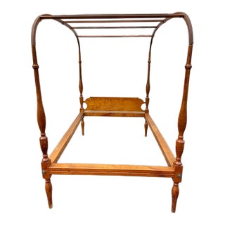 Antique Early 19th Century American Curly Maple Canopy Bed For Sale