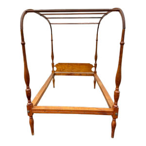 Antique Early 19th Century American Curly Maple Canopy Bed