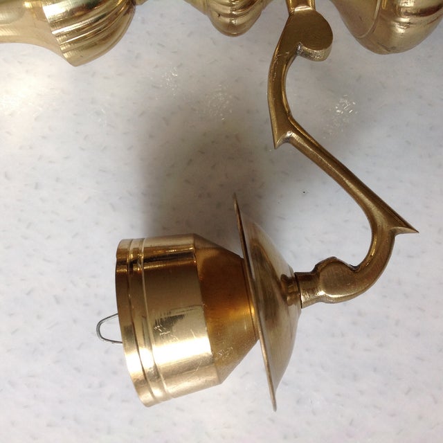 Brass Wall Sconce Candle Holders - Pair For Sale - Image 9 of 11