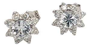 Natural Sapphire Diamond Halo Stud Earrings 14k Gold 1.02 TCW Certified