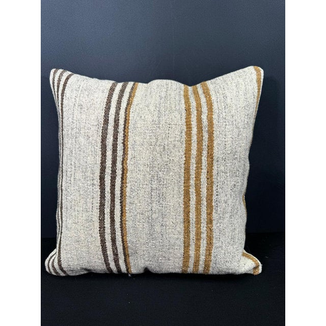 Turkish Hemp Pillow Cushion Natural Beige Brown Cushion Cover 20x20 For Sale - Image 4 of 4