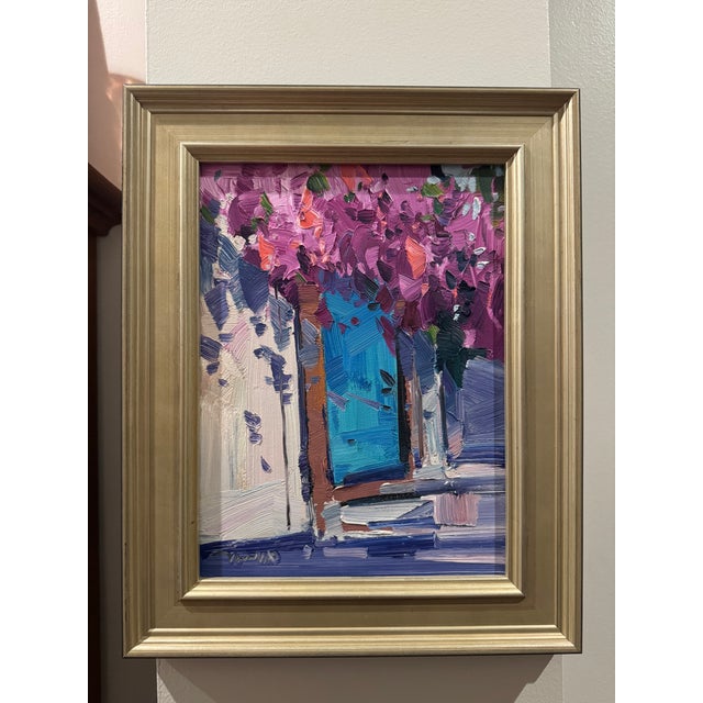 Wood 2022 Oil Post-Impressionist Jose Trujillo Original Flowered Doorway, Framed For Sale - Image 7 of 8