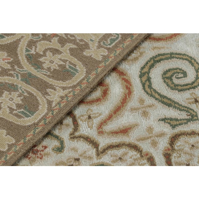 Textile Rug & Kilim’s European Style Rug in Cream-White With Medallions in Green & Beige For Sale - Image 7 of 7