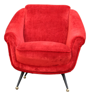 Armchairs in Red Velvet from Framar, 1950s, Set of 2