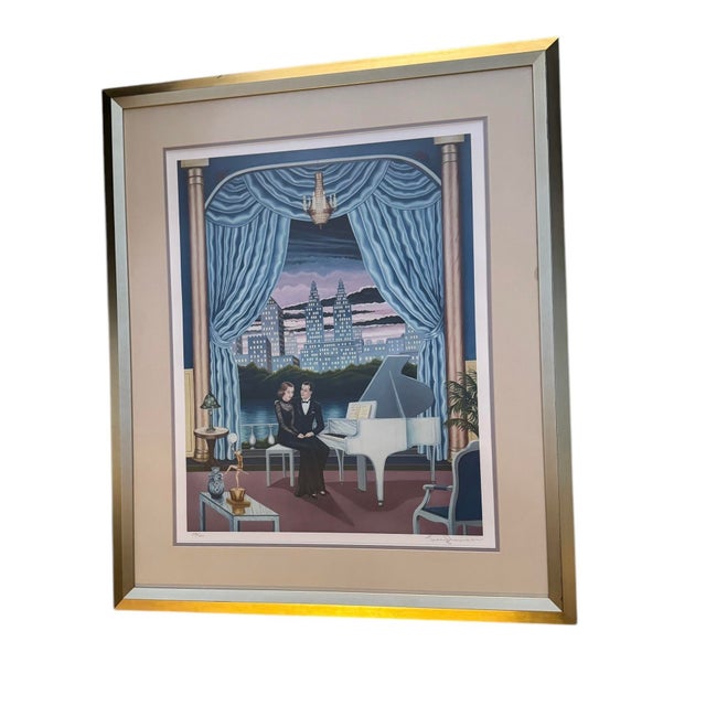 Tracy Dennison Framed Print Lullaby of Manhattan Matted Large Skyline Art Deco signed and numbered 398/400 Professionally...
