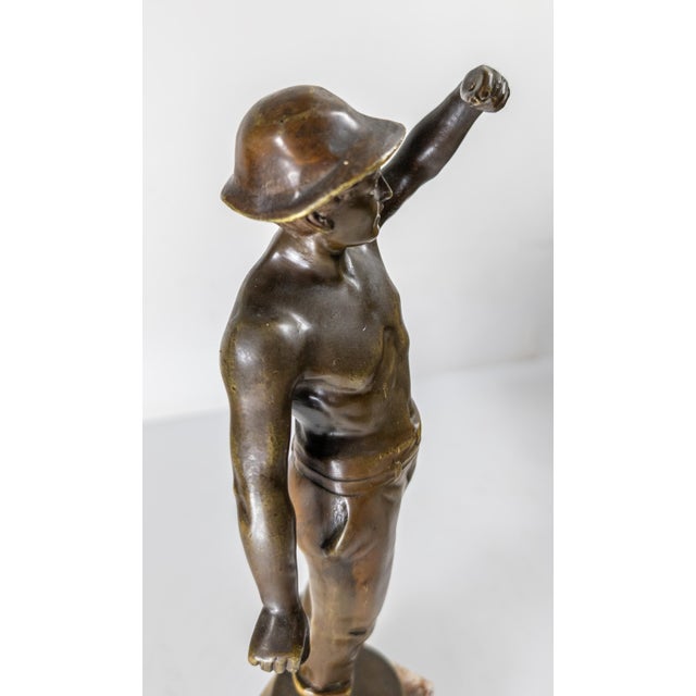 Metal 19th Century French Bronze of a Miner by Raphael Hubert For Sale - Image 7 of 12