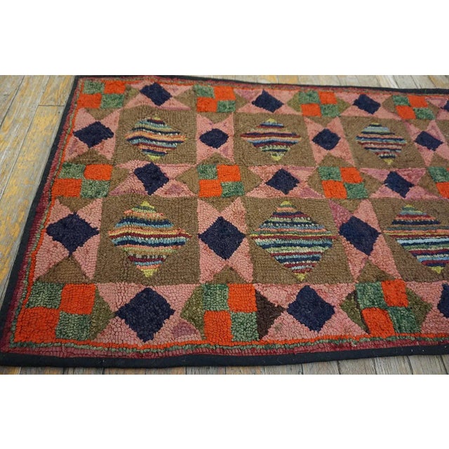 1930s Beautiful Multicolored With Great Geometric Shapes Desings Antique American Hooked Rug. For Sale - Image 5 of 7
