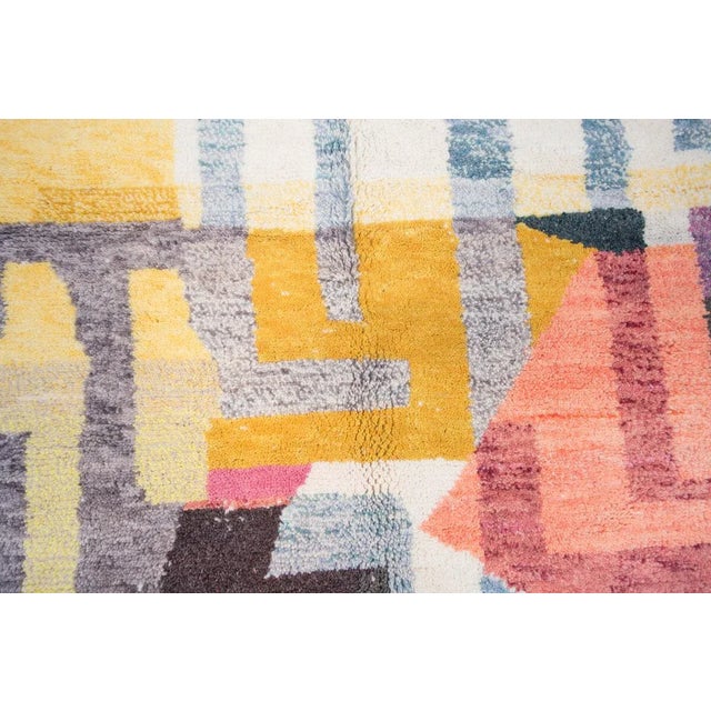 Multi-Color Hand-Knotted Moroccan Wool Rug - 8 X 10 Ft For Sale In New York - Image 6 of 11