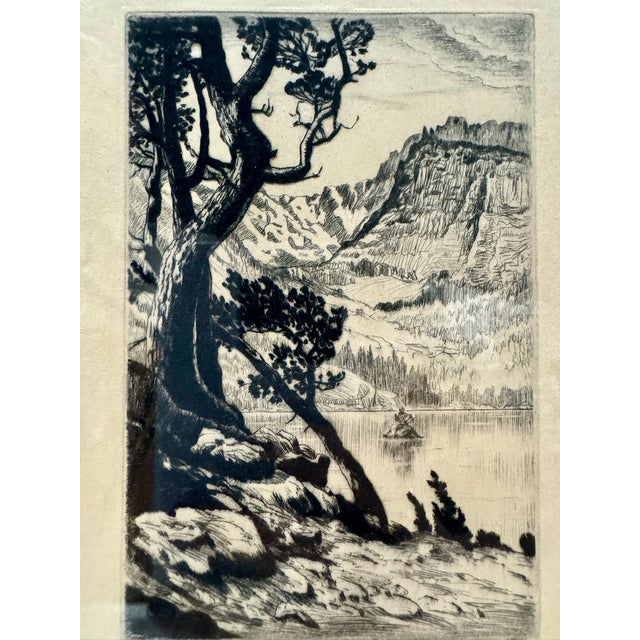 Original signed etching by Colorado artist Lyman Byxbe (1886-1980), titled "Loch Vale" in pencil lower left with pencil...