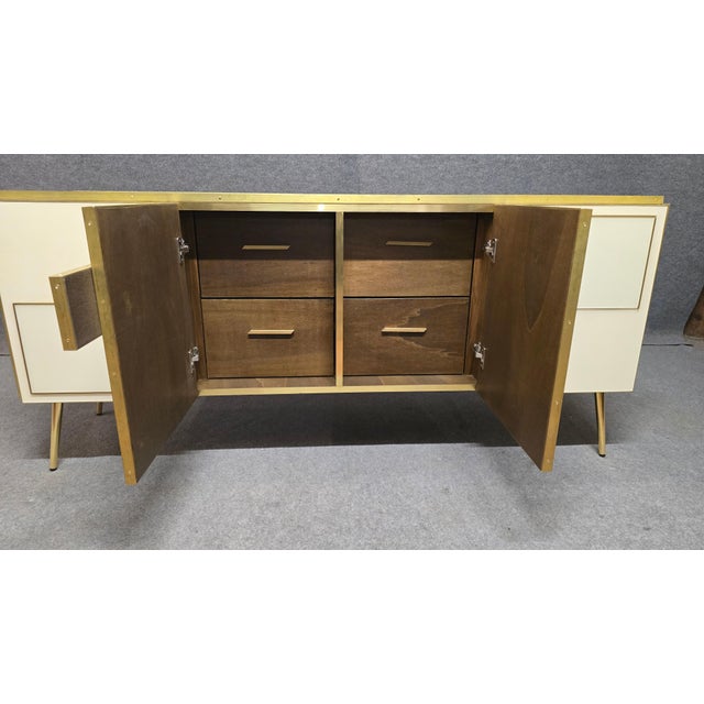 Italian Four-Door Sideboard with Ivory Glass and Wood Accents from Justfurnituress SRL For Sale - Image 12 of 14