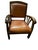 Brown Vintage Bridge Chair in Leather, 1930s For Sale - Image 8 of 8