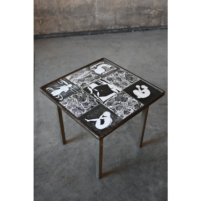 Late 20th Century Danish Tile Art Side Table For Sale - Image 5 of 7