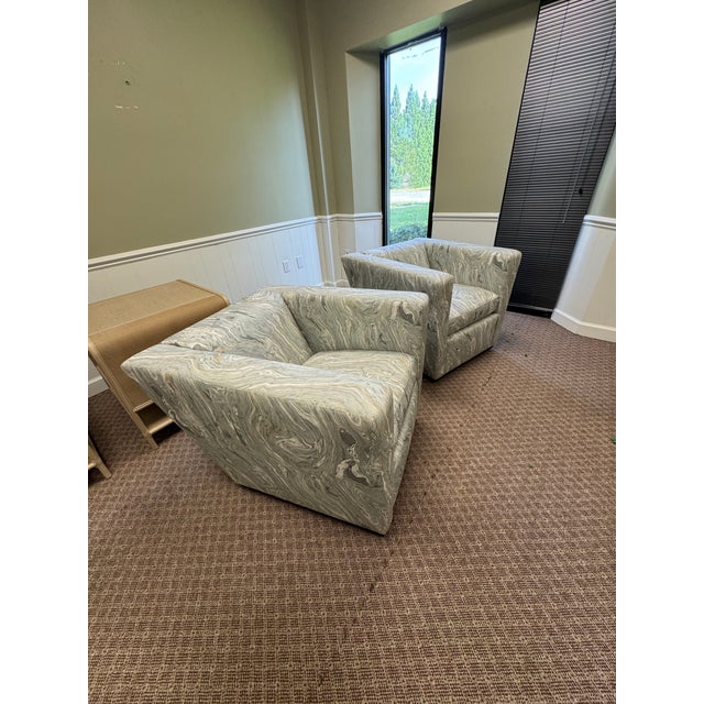 Gray Lee Industries Modern Swivel Club Chairs, Set of 2 For Sale - Image 8 of 12