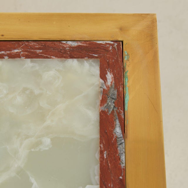Cream Square Onyx + Brass Coffee Table, 1970s For Sale - Image 8 of 8