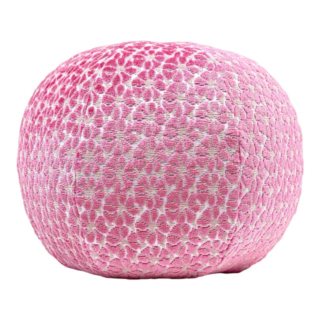 The House Of Scalamandré Petal Velvet Circle Pillow In Pinks For Sale