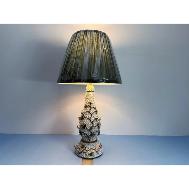 1950s Applied Floral Porcelain Tree of Life Lamps, Pair For Sale - Image 10 of 18