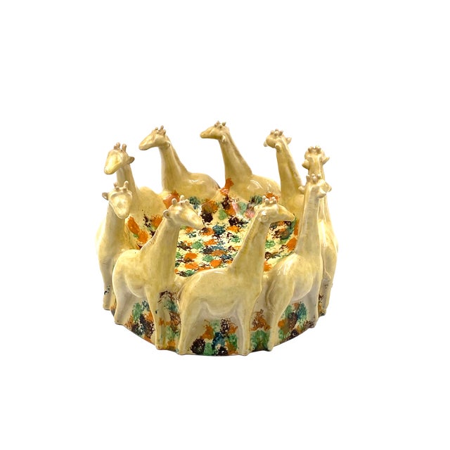 Postmodern Giraffe Ceramic Centerpiece or Vide Poche from ND Dolfi Montelupo Italy, 1990s For Sale