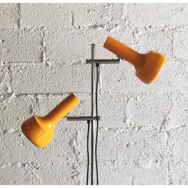 Mid-Century German Floor Lamp in Yellow and Chrome, 1970s For Sale - Image 4 of 9