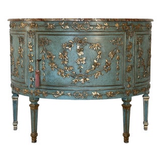 Half-Moon Sideboard in Wood and Marble, 1960s For Sale