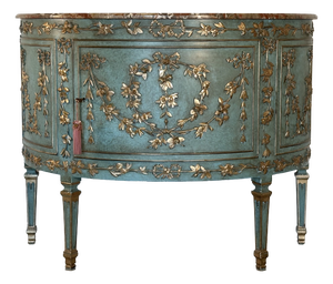 Half-Moon Sideboard in Wood and Marble, 1960s
