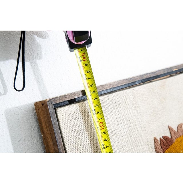 Mid Century Modern Vintage Tapestry Wall Hanging Hand Made Sunflowers Floral For Sale - Image 9 of 9