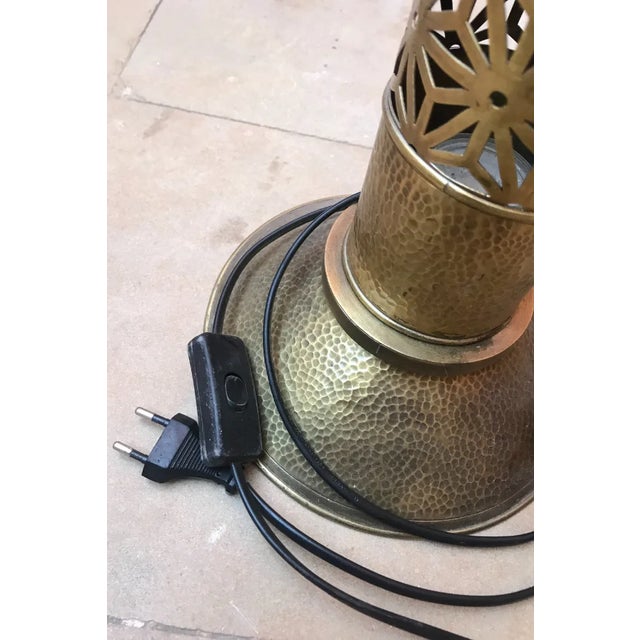 Brass Contemporary Moroccan-Inspired Brass Floor Lamp With White Plastic Panel For Sale - Image 8 of 9