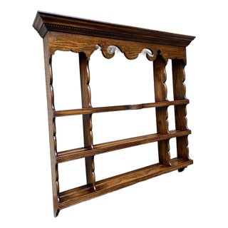 Antique English Oak Wall Shelf Plate Rack Arts & Crafts Country House C1900 For Sale