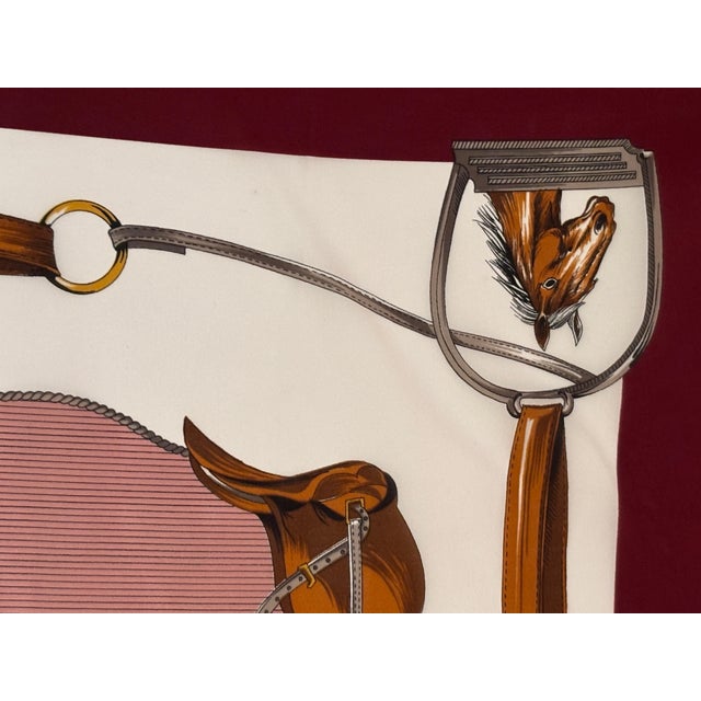 Contemporary Vintage Pink Scarf with Equestrian Royal Horse Carriages Motif For Sale - Image 3 of 12
